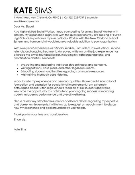 Social work cover letter example